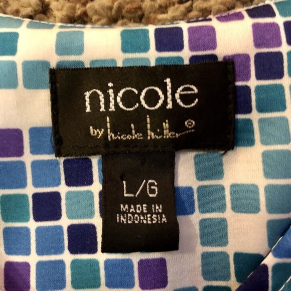 Nicole by Nicole Miller Blouse Womens L Used Sleeveless Blue Purple Cream - Picture 9 of 12